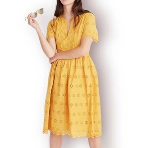 Madewell Yellow Eyelet Midi Dress